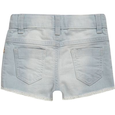 Mini girls light blue wash denim shorts